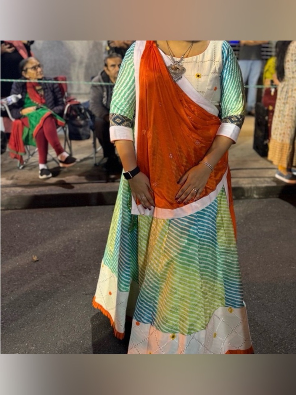 Elegant Orange and Green Lehenga